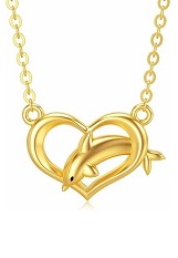 pretty dolphin heart gold baby necklace